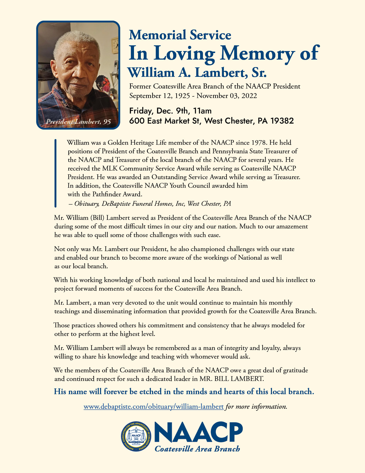 William Lambert Memorial Flyer